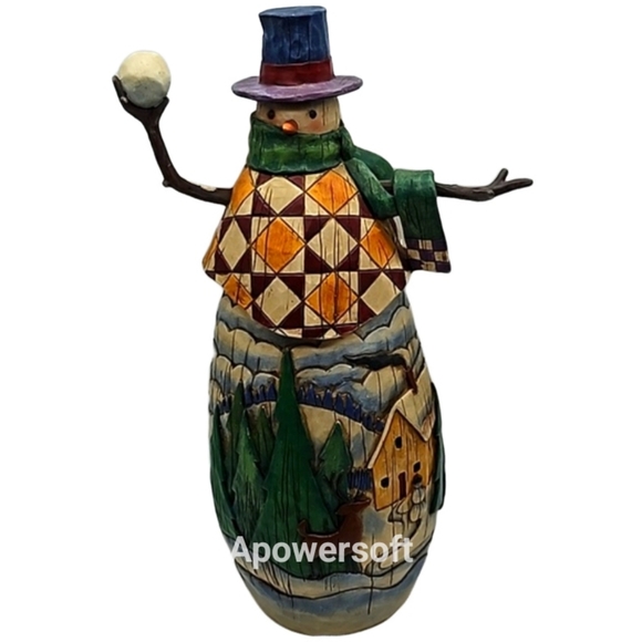 JIM SHORE "Winter's Mischief" Snowman w/snowball figurine - Picture 1 of 14
